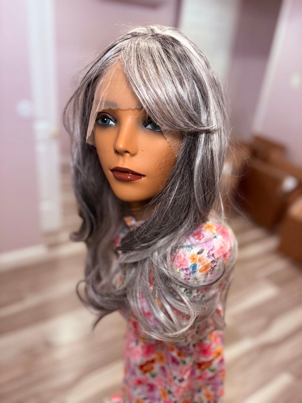 Chelsey Smith Cosmetics “Sabrina salt and pepper” wig free parting New